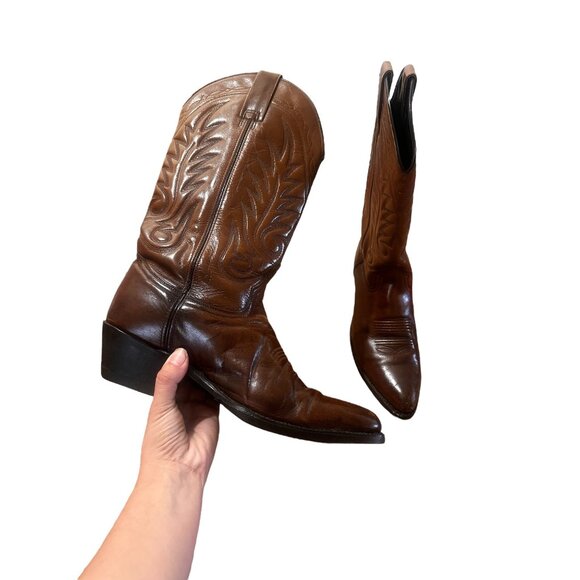 ACME Other - Acme Western Cowboy Boots Mens 10.5 Brown Real Leather Pointed Toe Vibrant Chore